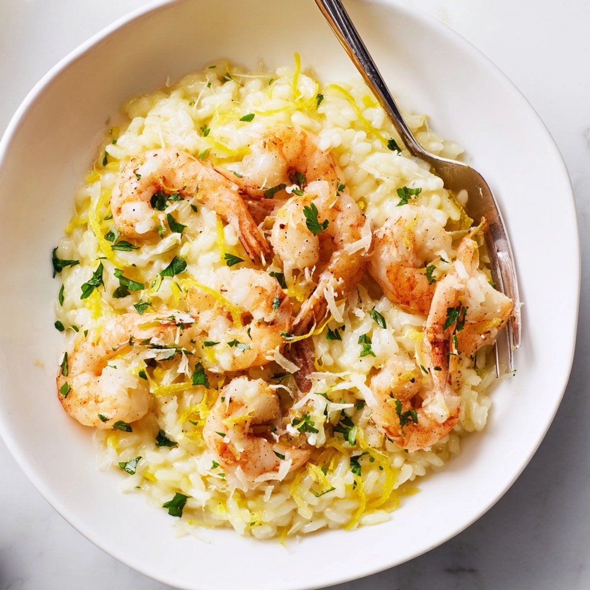 Creamy Saffron & Lemon Risotto with Shrimp: A bright, flavorful Italian dinner.