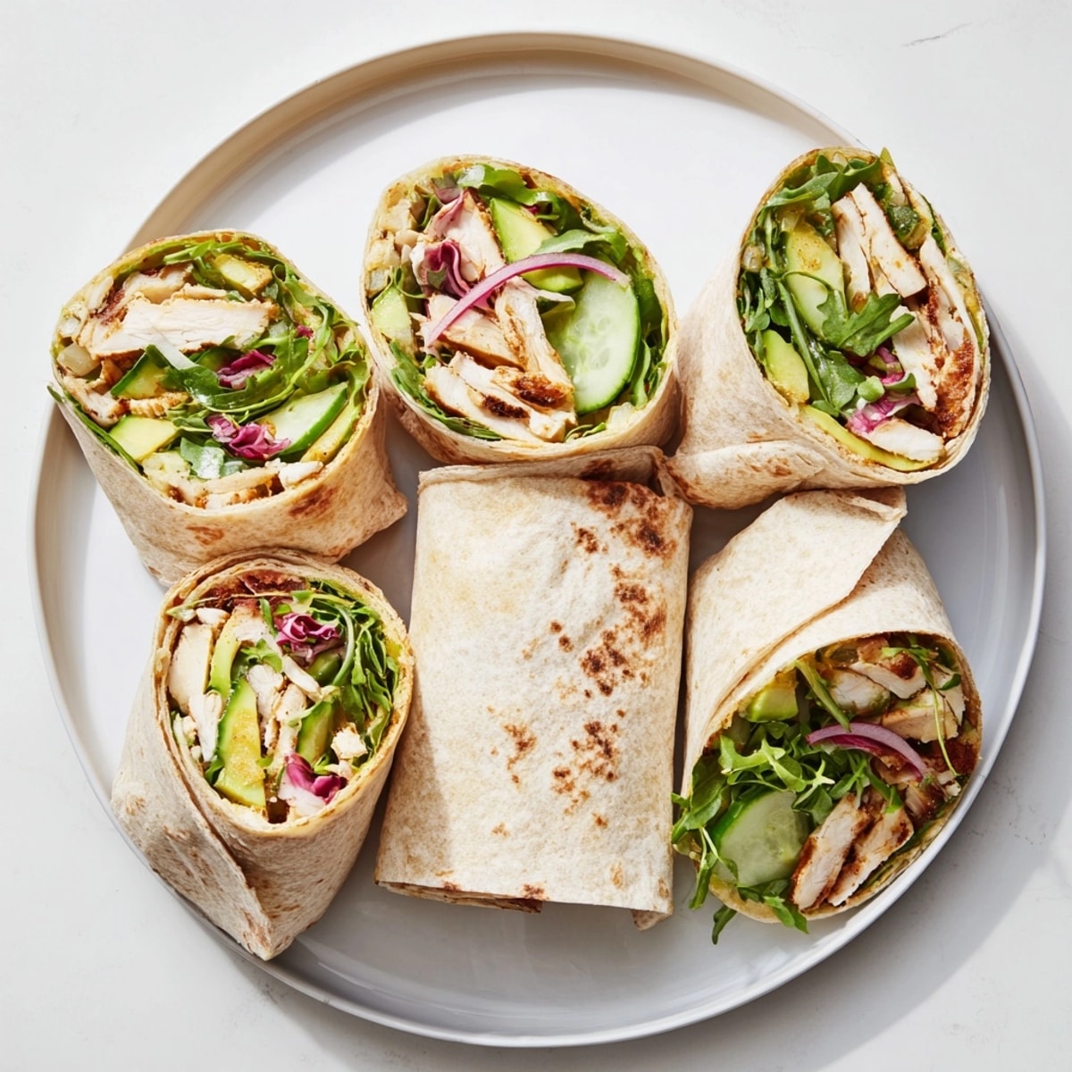 Creamy Honey Mustard Chicken Wraps with microgreens, a flavorful and protein-packed meal.