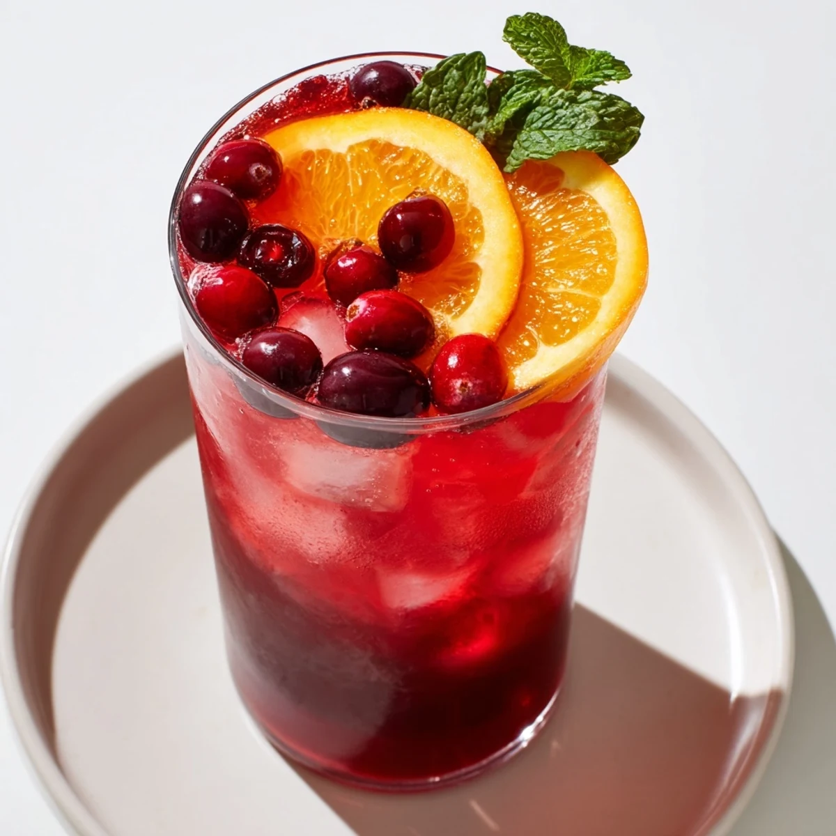 Imagine a bright red Cranberry Fresh, the bubbly drink topped with refreshing mint sprigs and ice.