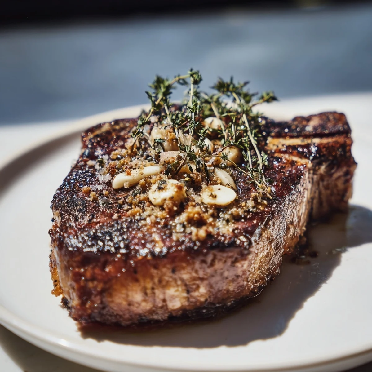 Delicious, expertly-cooked Classic Pan-Seared Beef Steak, resting before slicing, a simple yet elegant meal.