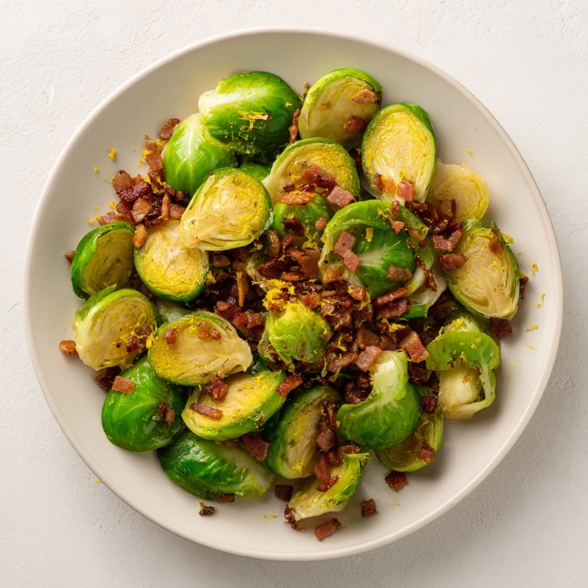 Savory beef bacon and tender Brussels sprouts, roasting to perfection, a delicious recipe.