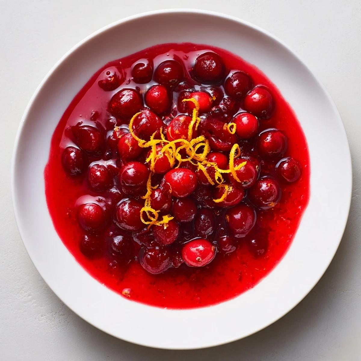 Close-up of bubbling Cranberry Sauce with Orange Zest simmering, its sweet aroma filling the kitchen.