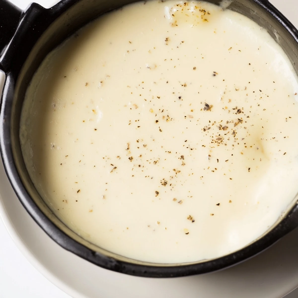 Warm savory cheese fondue bubbling, ready for bread and vegetable dipping, classic Swiss treat.