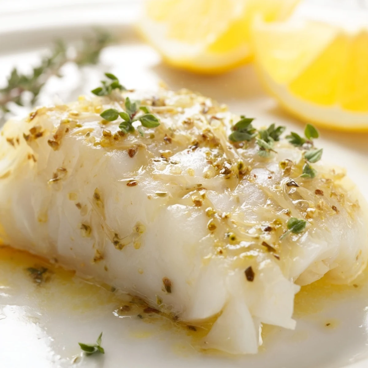 Flaky, moist baked fish fillet, infused with lemon and herb flavors, a simple, delicious meal.