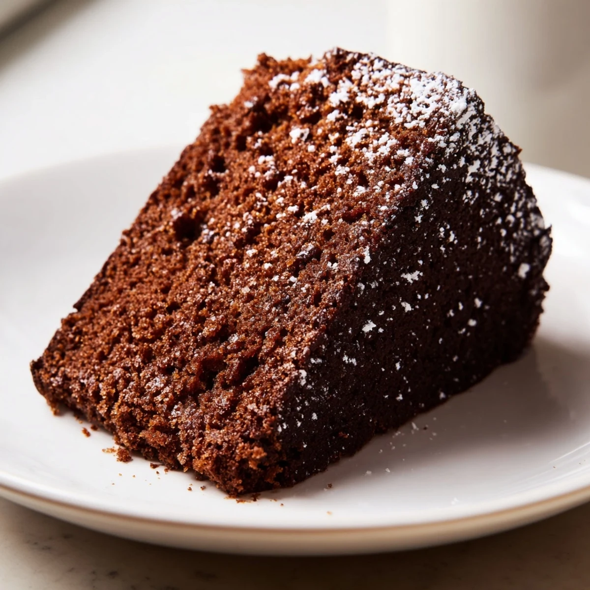 Warm and inviting slice of traditional gingerbread, spiced and ready for a holiday treat.