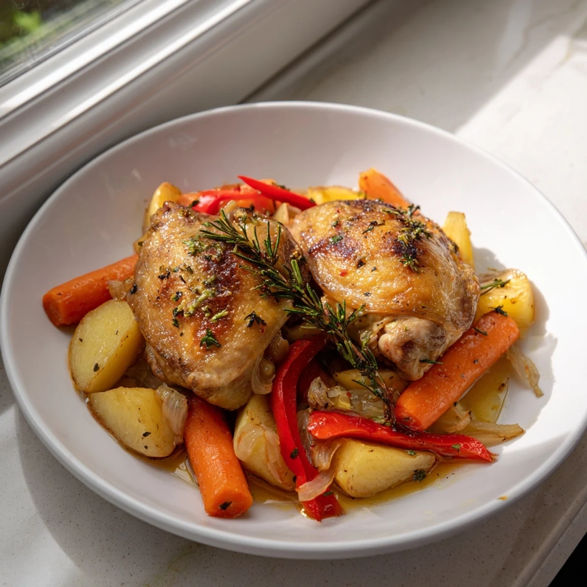 Baked Chicken Herbs Vegetables