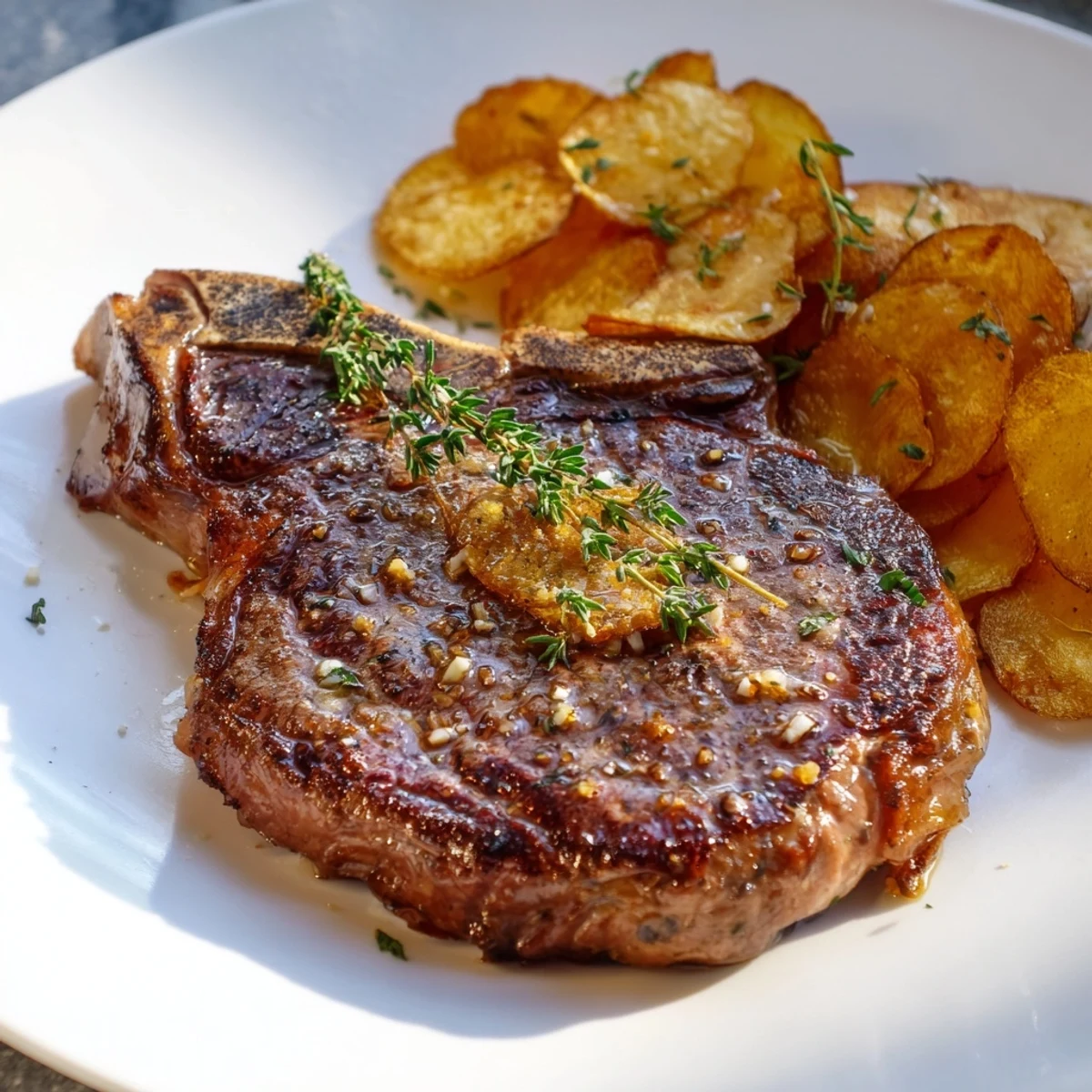 Juicy seared beef steak and crispy chips, a British classic ready for a hearty meal.