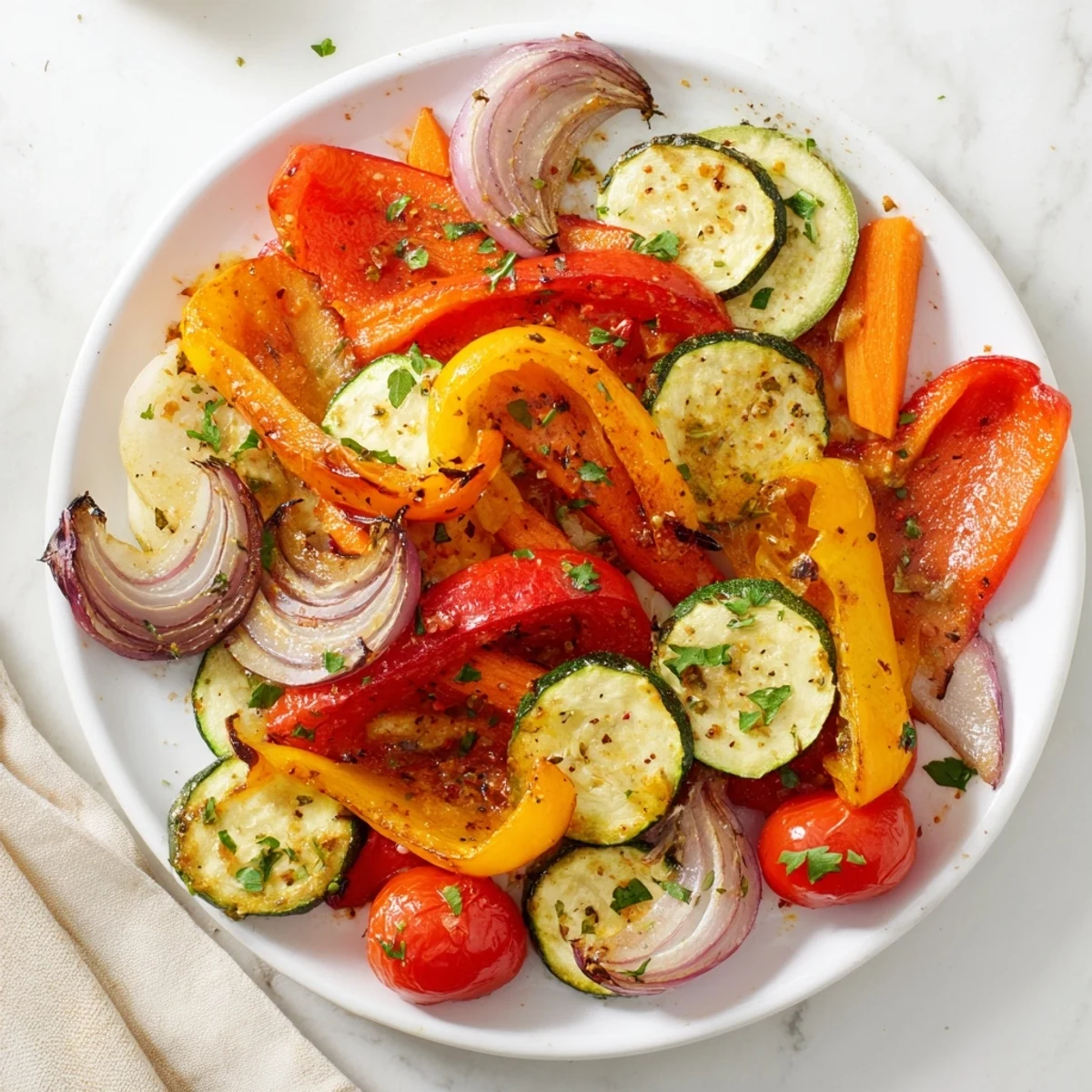 Vibrant roasted veggies with caramelized edges, perfect as a healthy and flavorful side dish.