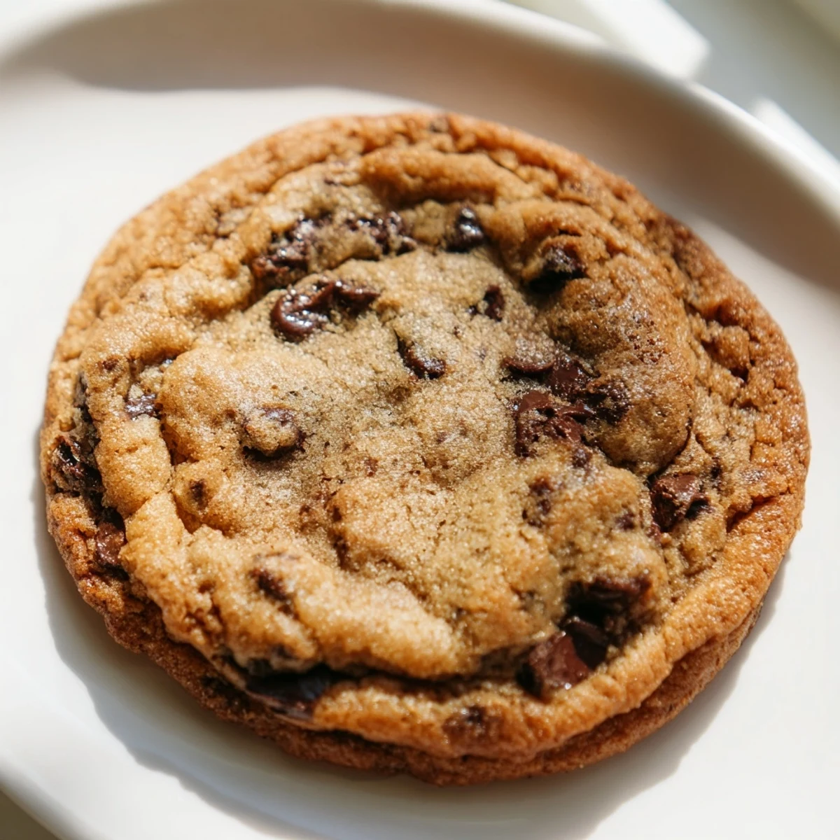Freshly baked Chocolate Chip Cookies with golden edges and gooey chocolate centers on a wire rack.