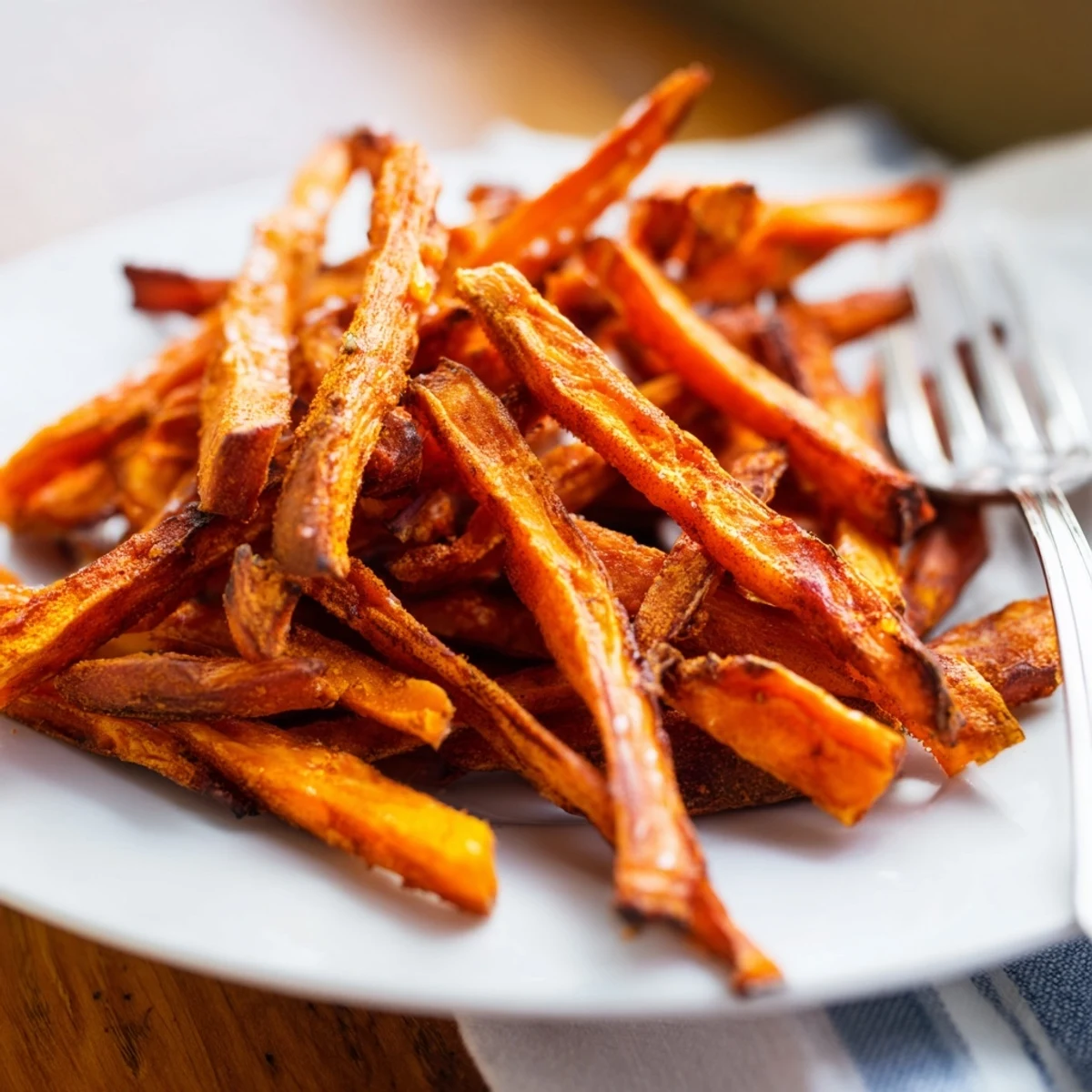Perfectly seasoned Air Fryer Sweet Potato Fries with tender centers and a smoky paprika finish.