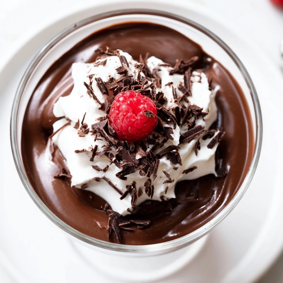 Elegant glassware holding Chocolate Mousse with Whipped Cream, topped with fluffy cream and fresh berries for a classic dessert.  