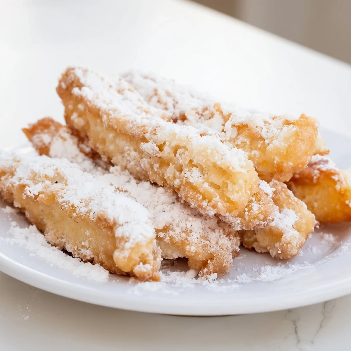 Freshly fried beignet fries, pillowy and golden, served warm for a sweet bite.