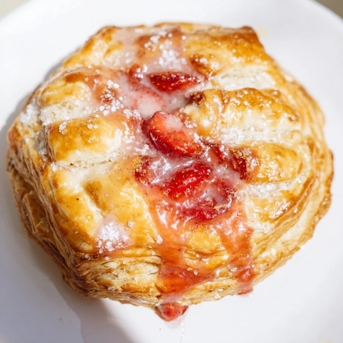 Golden, flaky strawberry hand pies glisten with a vanilla glaze, ready for a sweet picnic dessert.