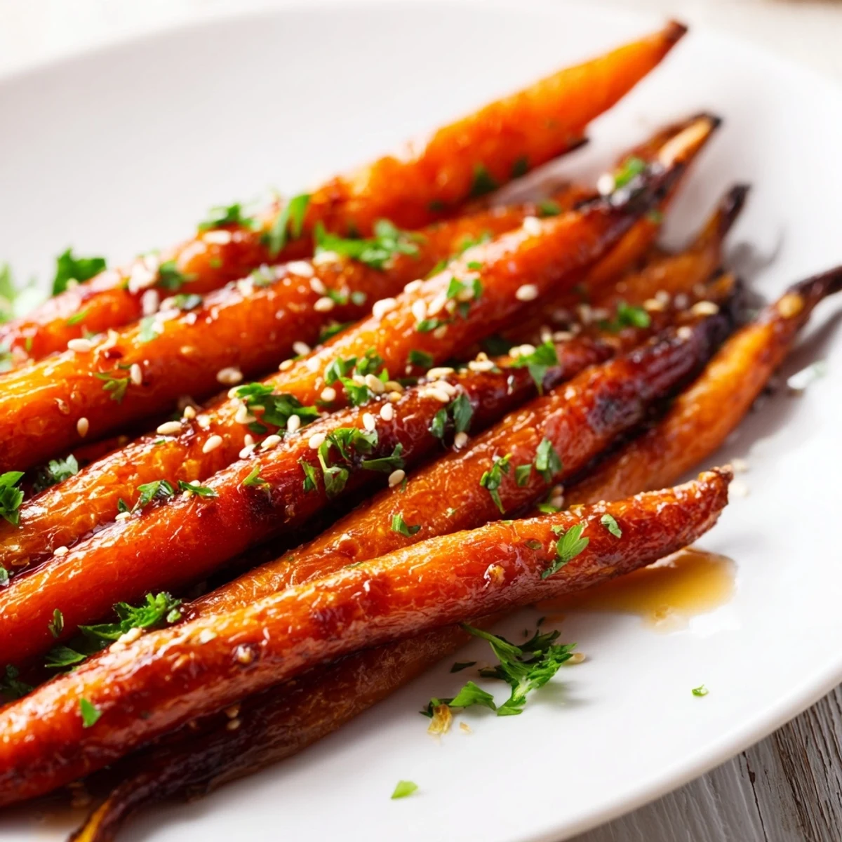 Roasted carrots with honey glaze paired with rustic bread and a glass of wine, perfect for a vegetarian meal.