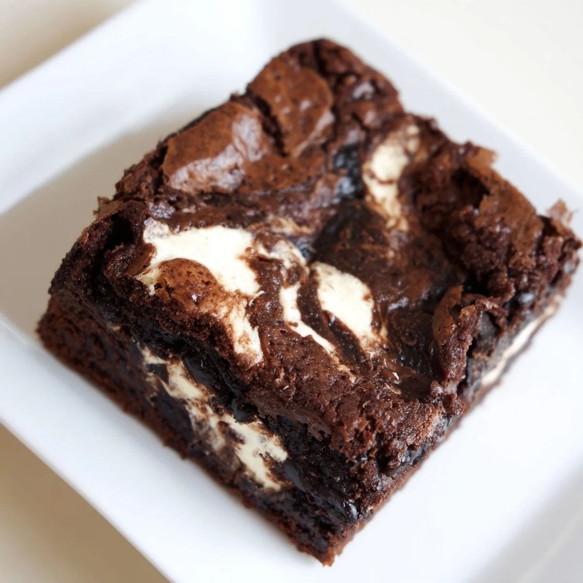 Warm Cottage Cheese Brownies cut into squares, served with a scoop of vanilla ice cream.