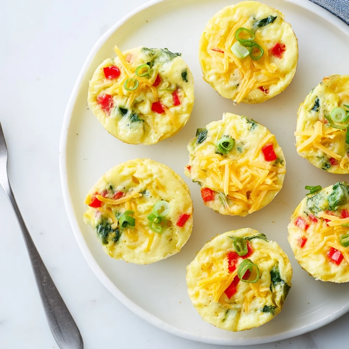Freshly baked Muffin Tin Cottage Cheese Egg Bites nestled in a muffin tin, showcasing fluffy texture and vibrant vegetable specks.