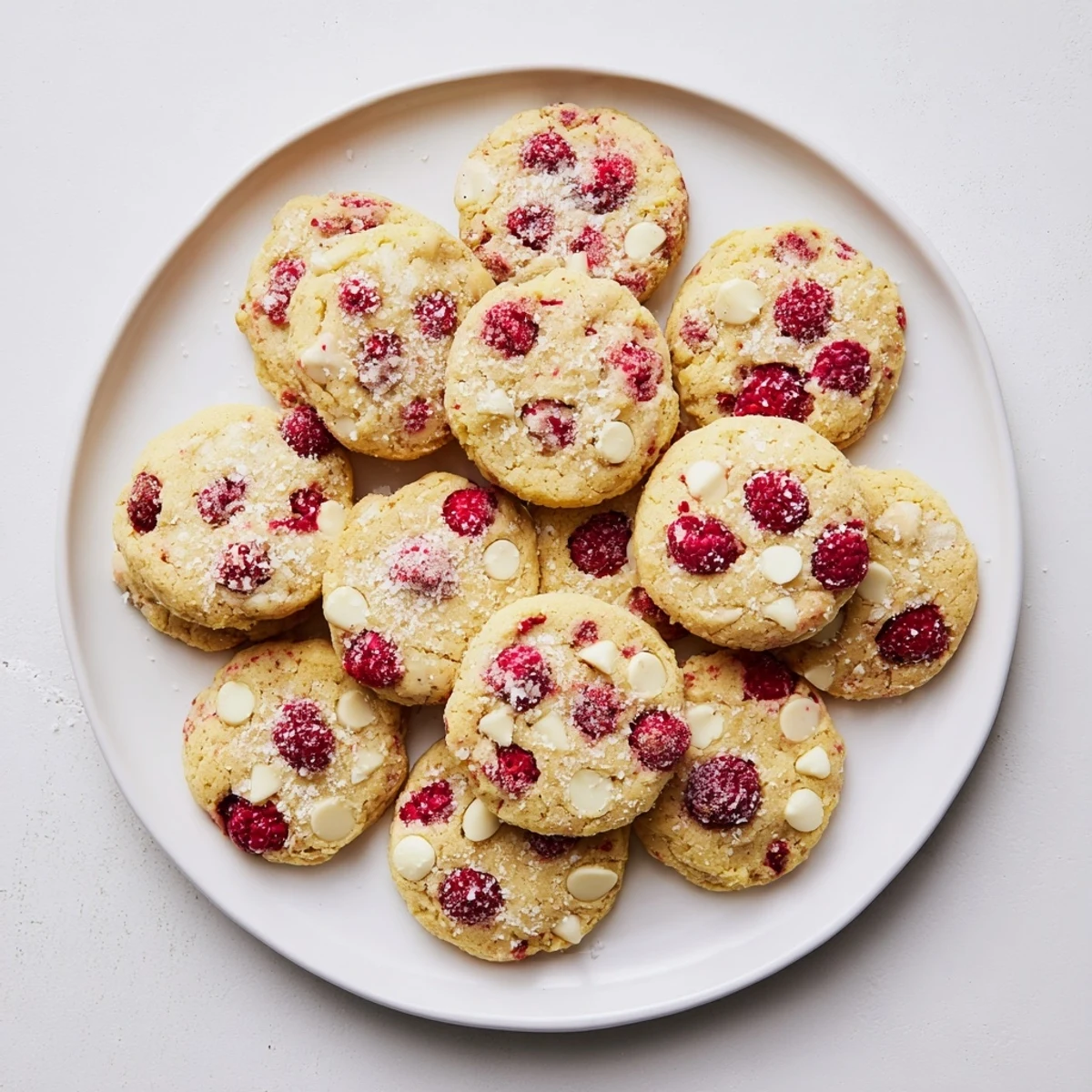 Soft Lemon Raspberry Cookies on a cooling rack, with bright lemon zest and juicy red berries.