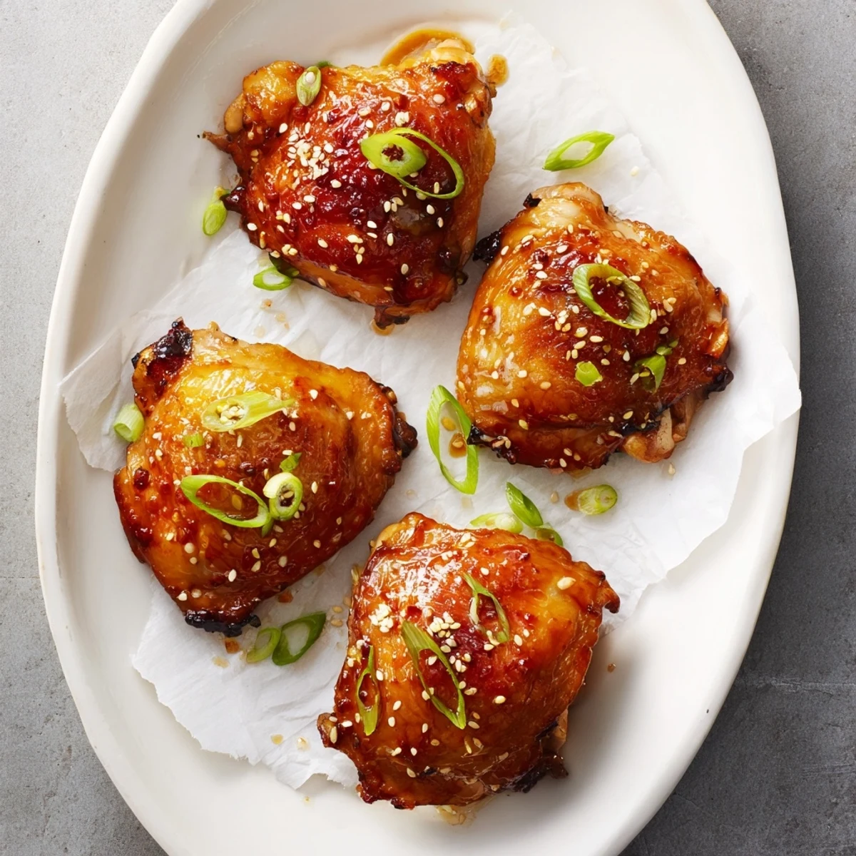Chinese-style Five Spice Chicken served hot with scallions and toasted sesame seeds