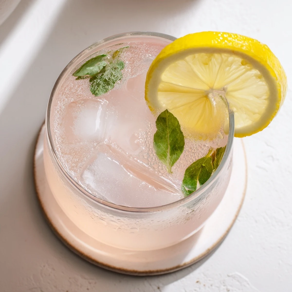 Refreshing tropical guava white tea lemonade served in a mason jar with ice and lemon wheel garnish