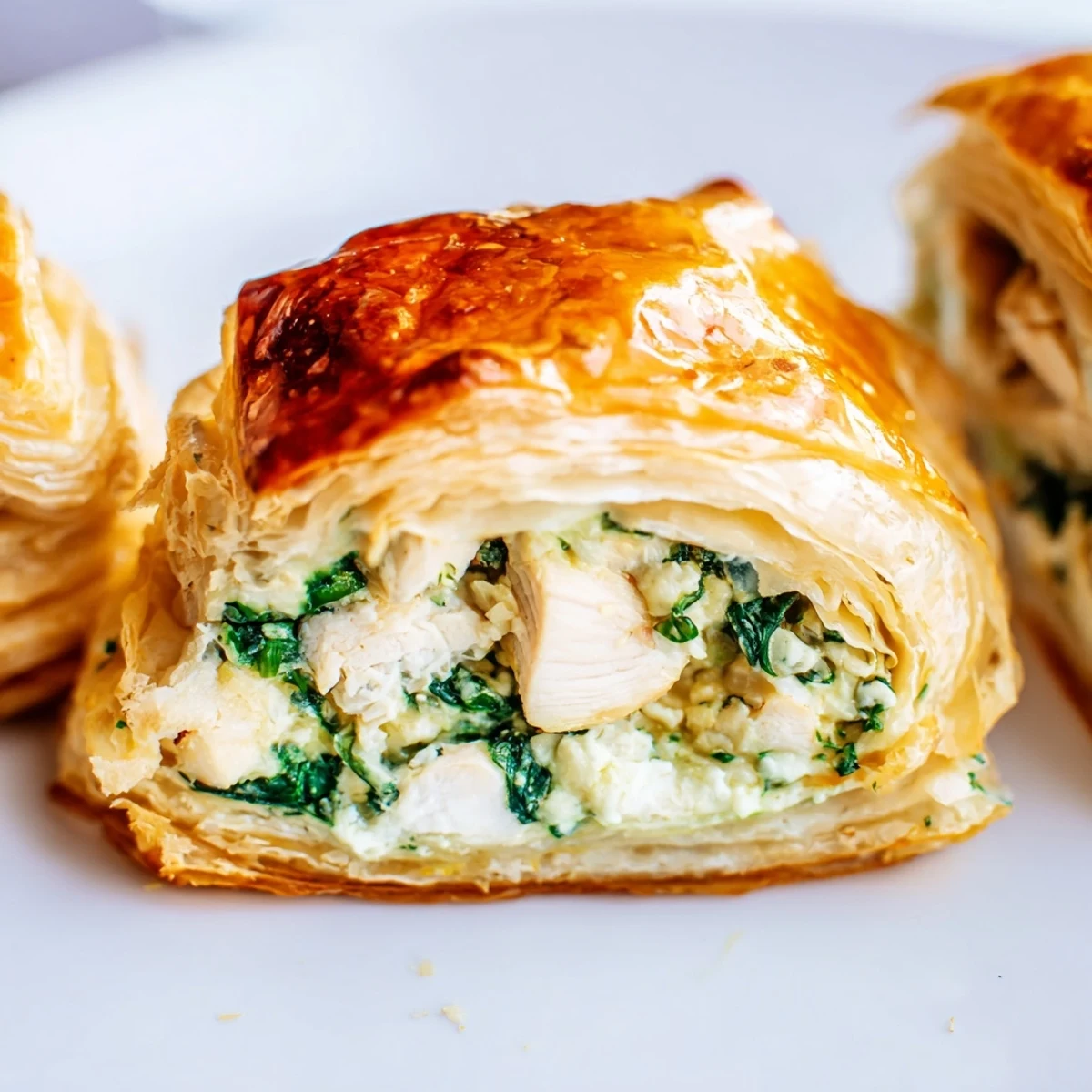 Homemade chicken ricotta and herb pie baked to golden perfection with steam rising