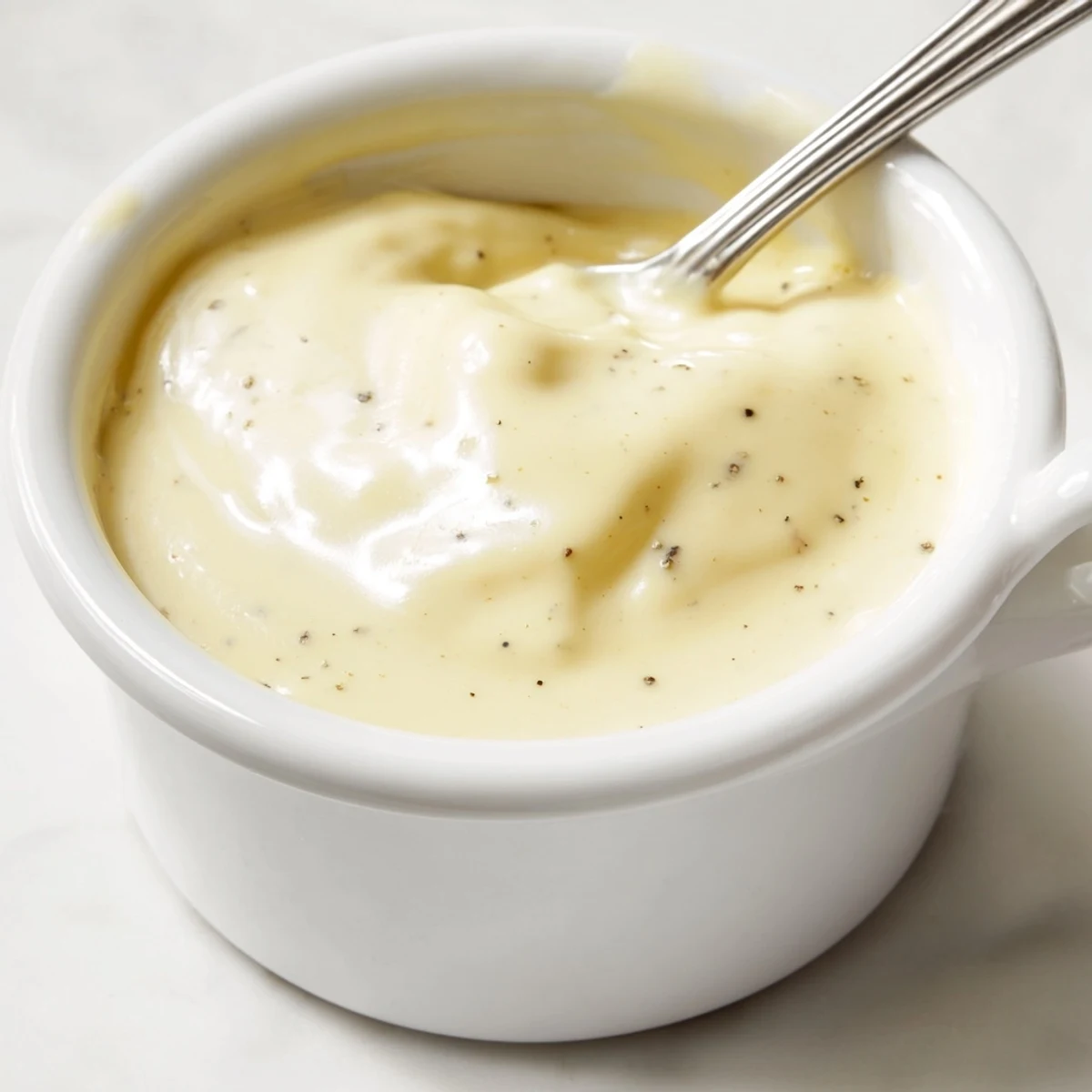 Smooth melted cheese sauce for fries poured from a spoon onto rustic fries