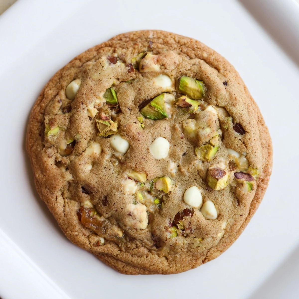 Freshly baked Dubai chewy cookie with soft center featuring aromatic cardamom and roasted nut pieces