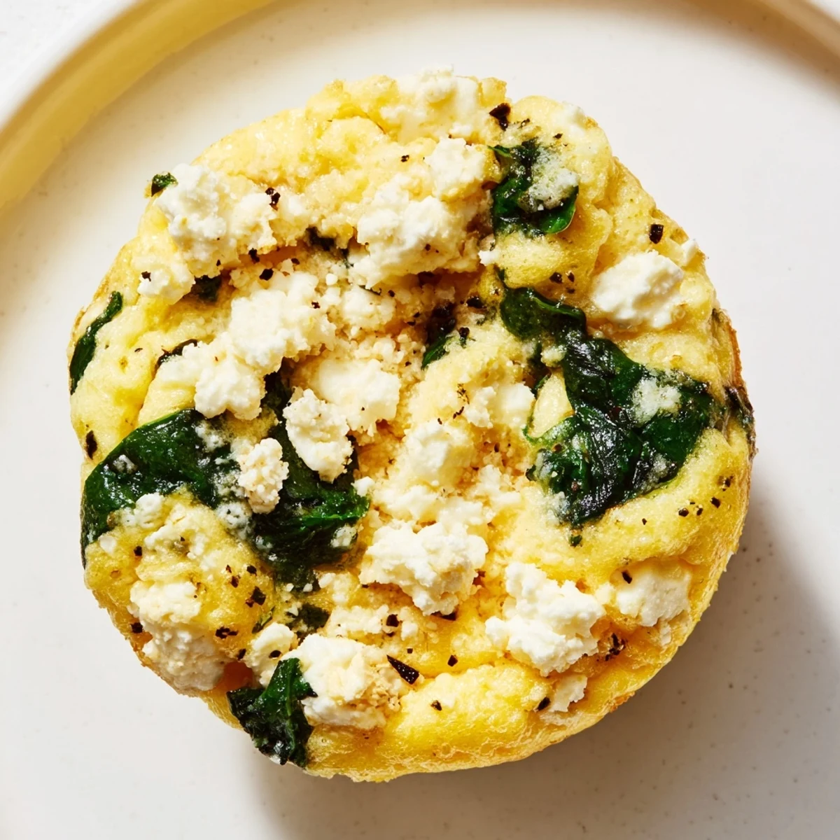 Golden baked egg muffins with spinach and feta ready for breakfast