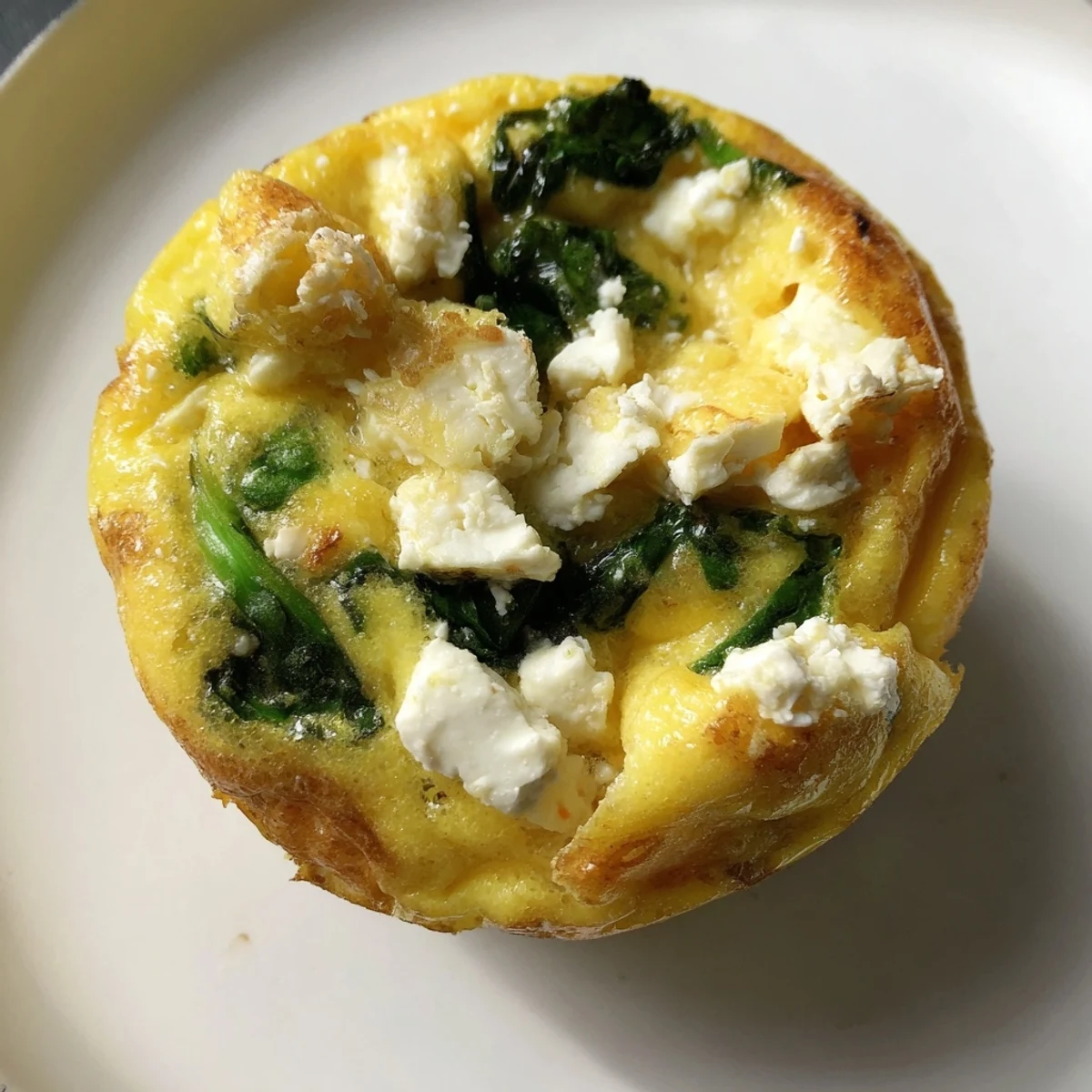 Savory spinach and feta egg muffins cooling in a muffin tin