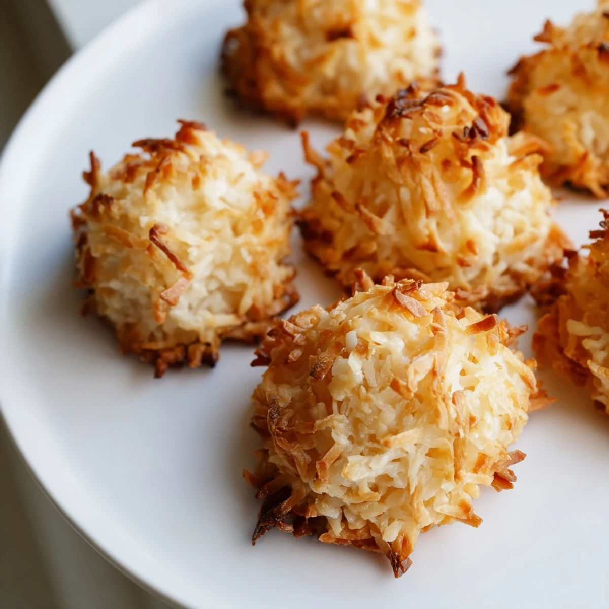 Piled high chewy coconut macaroons with toasted golden tops, perfect gluten-free dessert treat