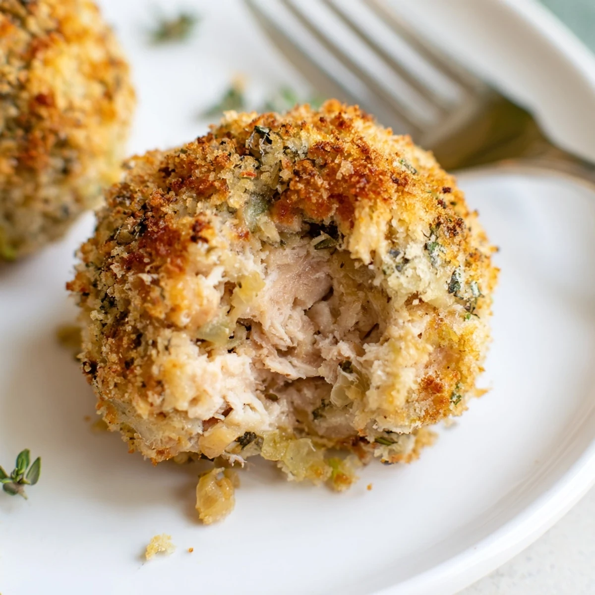 Fresh from the oven Sage Onion Chicken Balls on parchment releasing warm herb aroma
