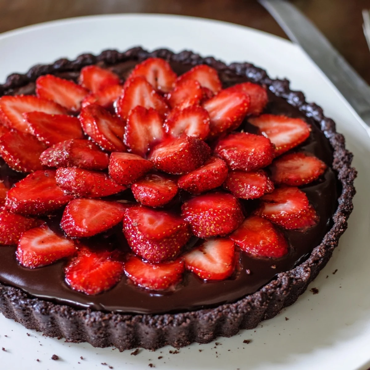 Dark Chocolate Strawberry Tart