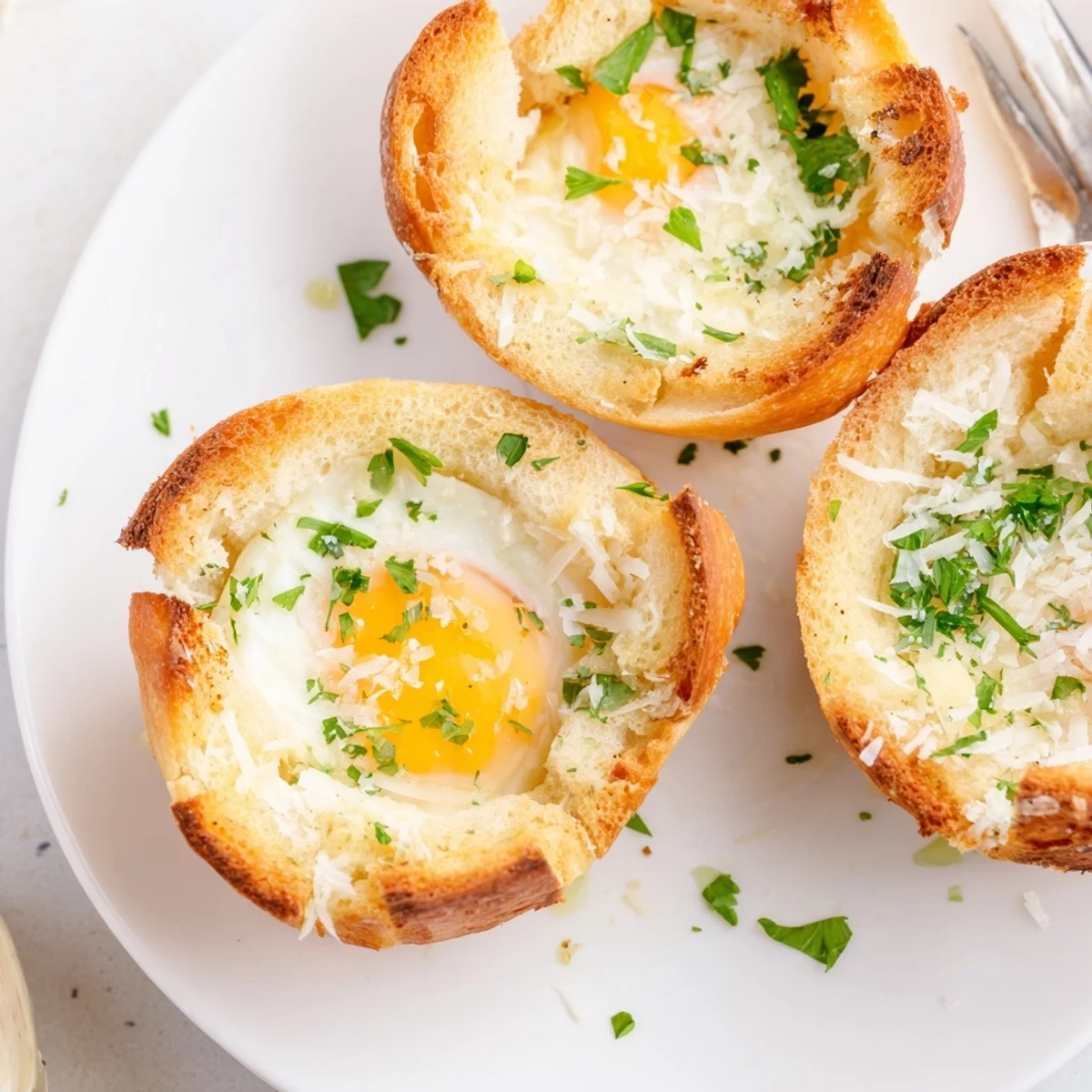Warm Lazy Garlic Bread Egg Cups nestled in muffin tin, buttery aroma  