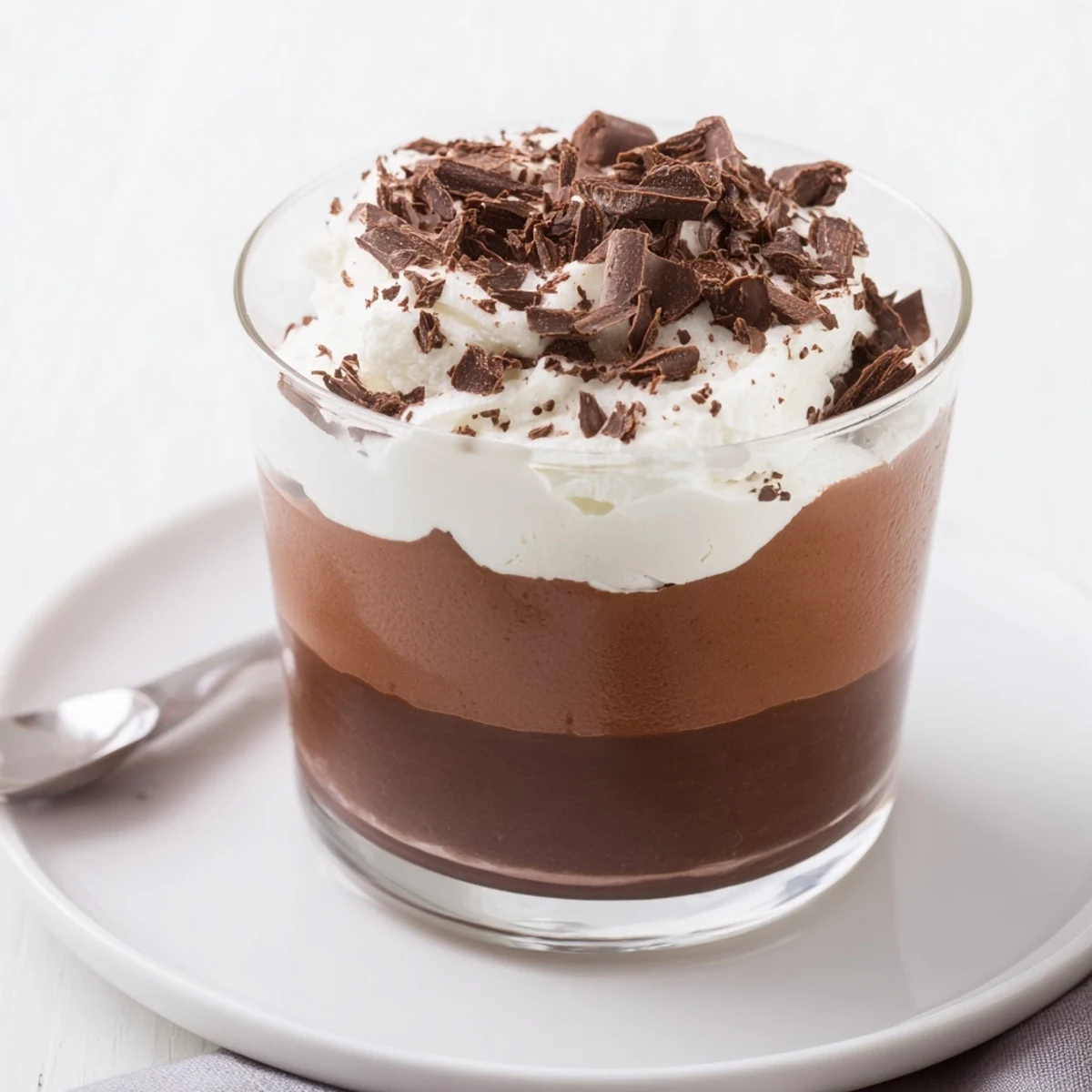 Triple Chocolate Mousse Cups with layered silky dark, milk, and white mousses