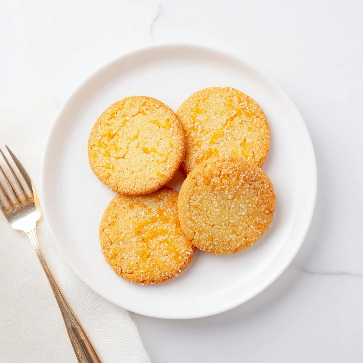 Freshly baked orange sugar zest cookies cooling on a rack with glistening sugar tops