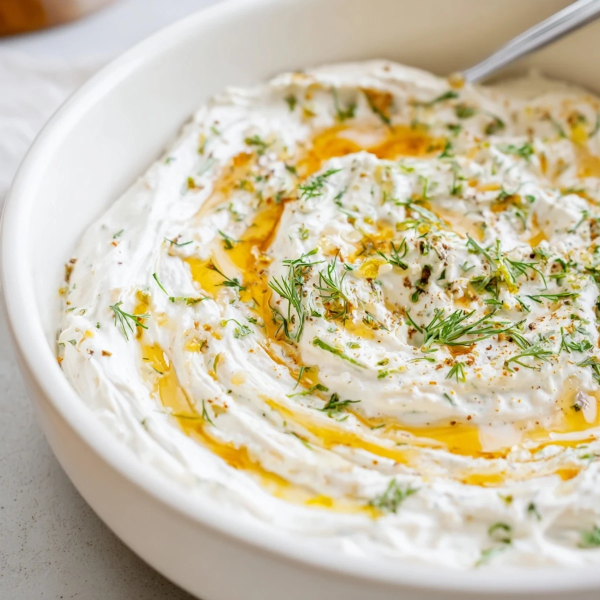 Creamy Hot Honey Ranch Dip drizzled with honey, served with colorful veggies.