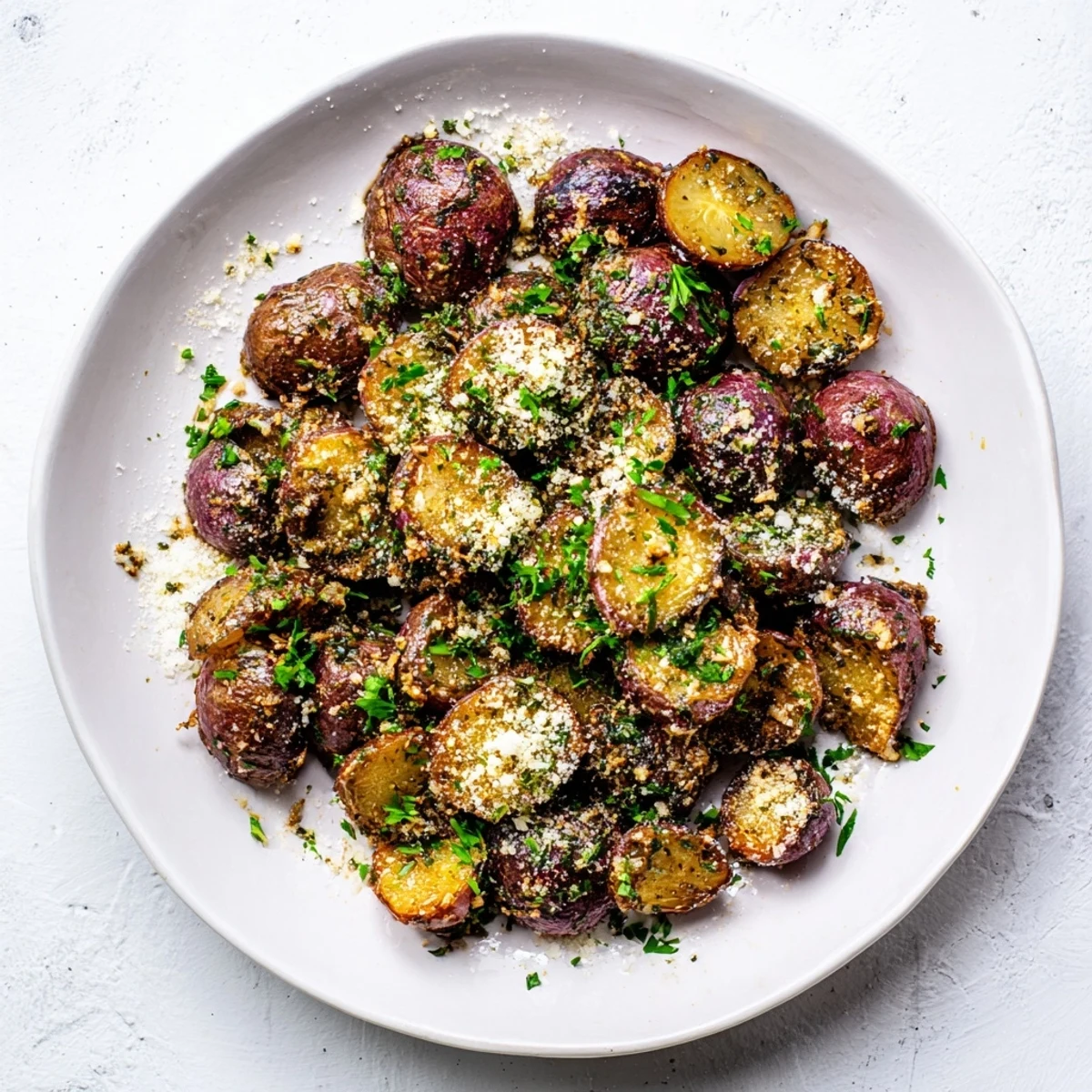 Tender caramelized radishes roasted with minced garlic until golden and served on parchment-lined baking sheet