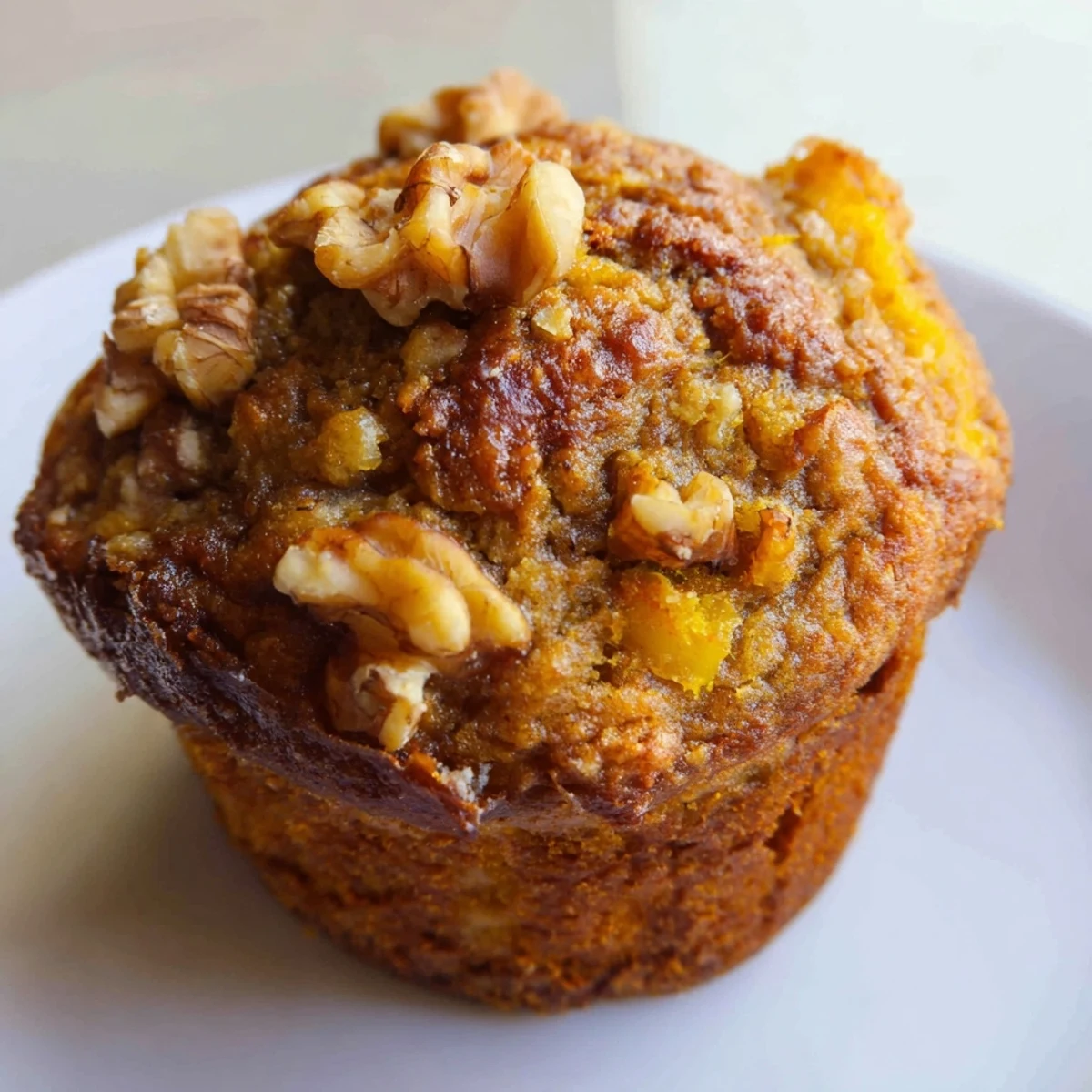 Warm butternut squash banana muffins split open revealing moist tender crumb inside