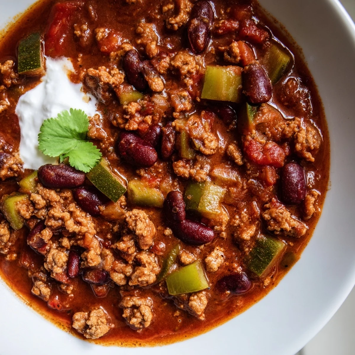 Hearty diabetic chili recipe served in a rustic bowl with a side of cauliflower rice